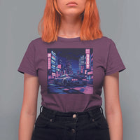 Tokyo Night Drive T Shirt For Women Retro Futuristic JDM Street Racing Aesthetic