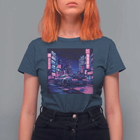 Tokyo Night Drive T Shirt For Women Retro Futuristic JDM Street Racing Aesthetic
