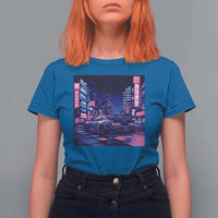 Tokyo Night Drive T Shirt For Women Retro Futuristic JDM Street Racing Aesthetic