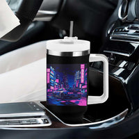 Tokyo Night Drive Tumbler With Handle Retro Futuristic JDM Street Racing Aesthetic