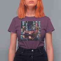 Tokyo Night Racer T Shirt For Women JDM Street Racing Neon Aesthetic