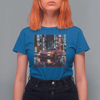 Tokyo Night Racer T Shirt For Women JDM Street Racing Neon Aesthetic