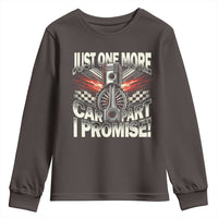 Funny Car Lover Youth Sweatshirt Just One More Car Part I Promise