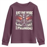 Funny Car Lover Youth Sweatshirt Just One More Car Part I Promise