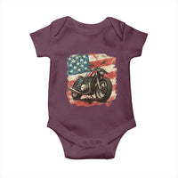 Motorcycle USA Flag Retro Biker Baby Onesie