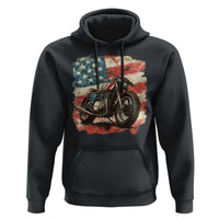 Motorcycle USA Flag Retro Biker Hoodie