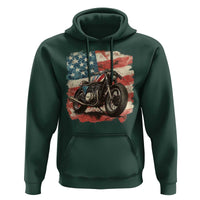 Motorcycle USA Flag Retro Biker Hoodie