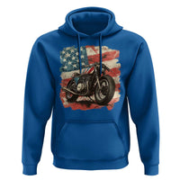 Motorcycle USA Flag Retro Biker Hoodie
