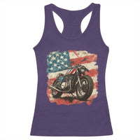 Motorcycle USA Flag Retro Biker Racerback Tank Top