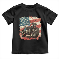 Motorcycle USA Flag Retro Biker Toddler T Shirt