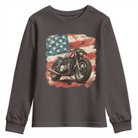 Motorcycle USA Flag Retro Biker Youth Sweatshirt