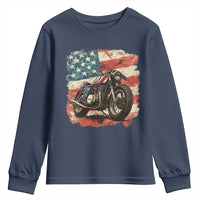 Motorcycle USA Flag Retro Biker Youth Sweatshirt