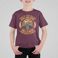 Motorcycle Rider T Shirt For Kid Race The Rain Ride The Wind Chase The Sunset
