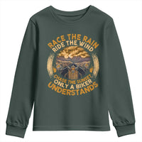 Motorcycle Rider Youth Sweatshirt Race The Rain Ride The Wind Chase The Sunset