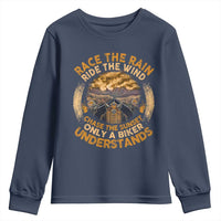 Motorcycle Rider Youth Sweatshirt Race The Rain Ride The Wind Chase The Sunset