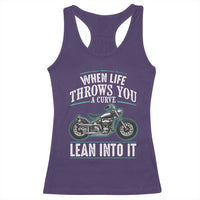 Motorcycle Rider Racerback Tank Top When Life Throws You A Curve Lean Into It