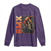 BMX Cyclist Bicycle Long Sleeve Shirt Funny Dinosaur Riding