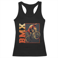 BMX Cyclist Bicycle Racerback Tank Top Funny Dinosaur Riding