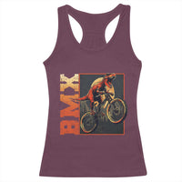 BMX Cyclist Bicycle Racerback Tank Top Funny Dinosaur Riding