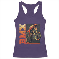 BMX Cyclist Bicycle Racerback Tank Top Funny Dinosaur Riding