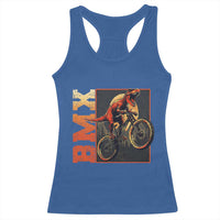 BMX Cyclist Bicycle Racerback Tank Top Funny Dinosaur Riding