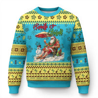 Tropical Xmas Ugly Christmas Sweater Sandy And Bright Santa At The Beach - Wonder Print Shop