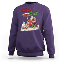 Funny Christmas In July Sweatshirt Sandy And Bright Santa At The Beach - Wonder Print Shop
