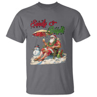Funny Christmas In July T Shirt Sandy And Bright Santa At The Beach - Wonder Print Shop