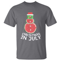 Funny Christmas In July Watermelon Summer Snowman T Shirt - Wonder Print Shop