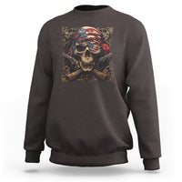 Funny Pirate 4th Of July Sweatshirt Patriotic America Flag Skull - Wonder Print Shop