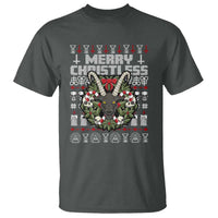 Anti Christmas T Shirt Merry Christless Satan Baphomet Wreath - Wonder Print Shop