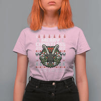 Anti Christmas T Shirt For Women Merry Christless Satan Baphomet Wreath - Wonder Print Shop