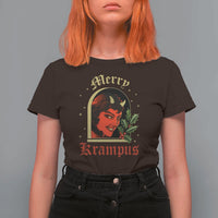 Horror Christmas Female Krampus T Shirt For Women - Wonder Print Shop