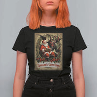 Christmas Krampus T Shirt For Women Season Greeting Vintage Tarot Card - Wonder Print Shop