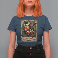 Christmas Krampus T Shirt For Women Season Greeting Vintage Tarot Card - Wonder Print Shop
