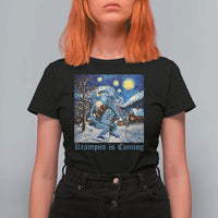 Krampus Is Coming T Shirt For Women Spooky Christmas Starry Night - Wonder Print Shop