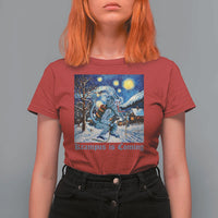 Krampus Is Coming T Shirt For Women Spooky Christmas Starry Night - Wonder Print Shop