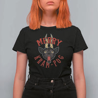 Funny Christmas Krampus Pug Dog T Shirt For Women Merry Krampug Cute Pug Satan - Wonder Print Shop