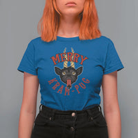 Funny Christmas Krampus Pug Dog T Shirt For Women Merry Krampug Cute Pug Satan - Wonder Print Shop