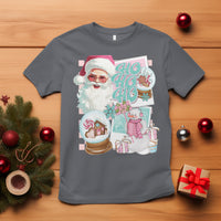 Christmas T Shirt Vintage Pink Santa Claus Ho Ho Ho - Wonder Print Shop