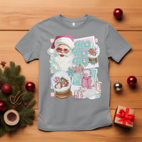 Christmas T Shirt Vintage Pink Santa Claus Ho Ho Ho - Wonder Print Shop
