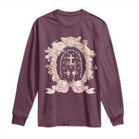 Ave Maria Long Sleeve Shirt Miraculous Medal Blessed Mother Mary Hail