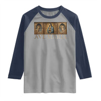 Marian Catholic Ave Maria Raglan Shirt Vintage Aesthetic Blessed Mother Mary Hail
