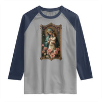 Marian Catholic Ave Maria Raglan Shirt Blessed Mother Mary Hail Vintage Aesthetic