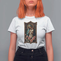 Marian Catholic Ave Maria T Shirt For Women Blessed Mother Mary Hail Vintage Aesthetic - Wonder Print Shop