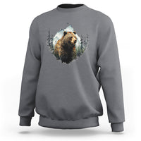 Nature Lover Sweatshirt Bear Wildlife Outdoor Mountains Forest Earth Day - Wonder Print Shop