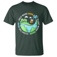 Earth Day T Shirt Help More Bees Plant More Trees Clean The Seas - Wonder Print Shop