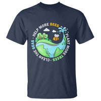 Earth Day T Shirt Help More Bees Plant More Trees Clean The Seas - Wonder Print Shop