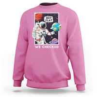 Funny Outer Space Sweatshirt Astronaut Not Flat We Checked Scientists - Wonder Print Shop