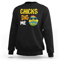 Easter Day Sweatshirt Chicks Dig Me Funny Baby Chicken - Wonder Print Shop
